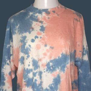 We The Free Tie-Dye Long-Sleeve Shirt Medium Relaxed Fit Crew Neck